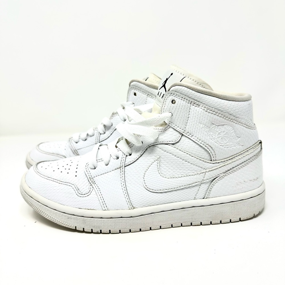 Nike Air Jordan 1 Mid White Snakeskin Sneakers